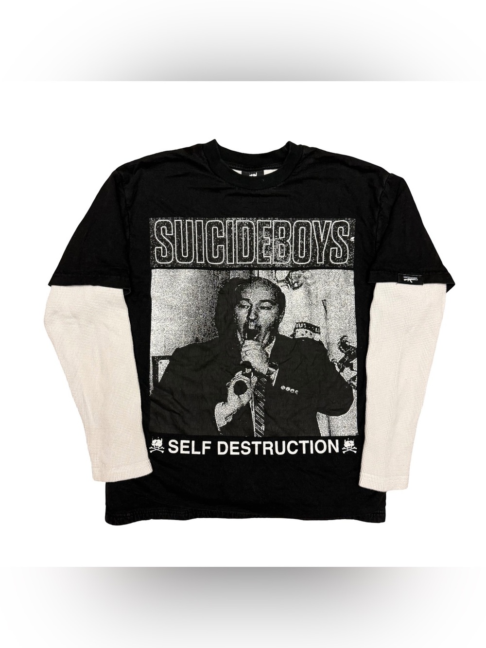 $uicideBoy$ G59 Political Suicide Budd Dwyer Long Sleeve T-Shirt Black White M